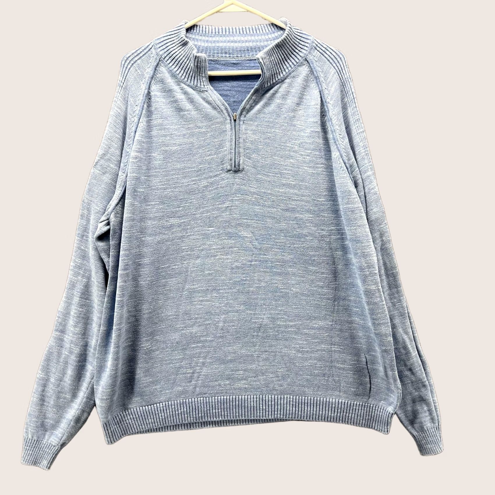 Tommy Bahama VINTAGE Tommy Bahama Sweater Mens L Blue 1/4 Zip Mock Neck Pullover Knit Reversible Size US L / EU 52-54 / 3 - 1 Thumbnail