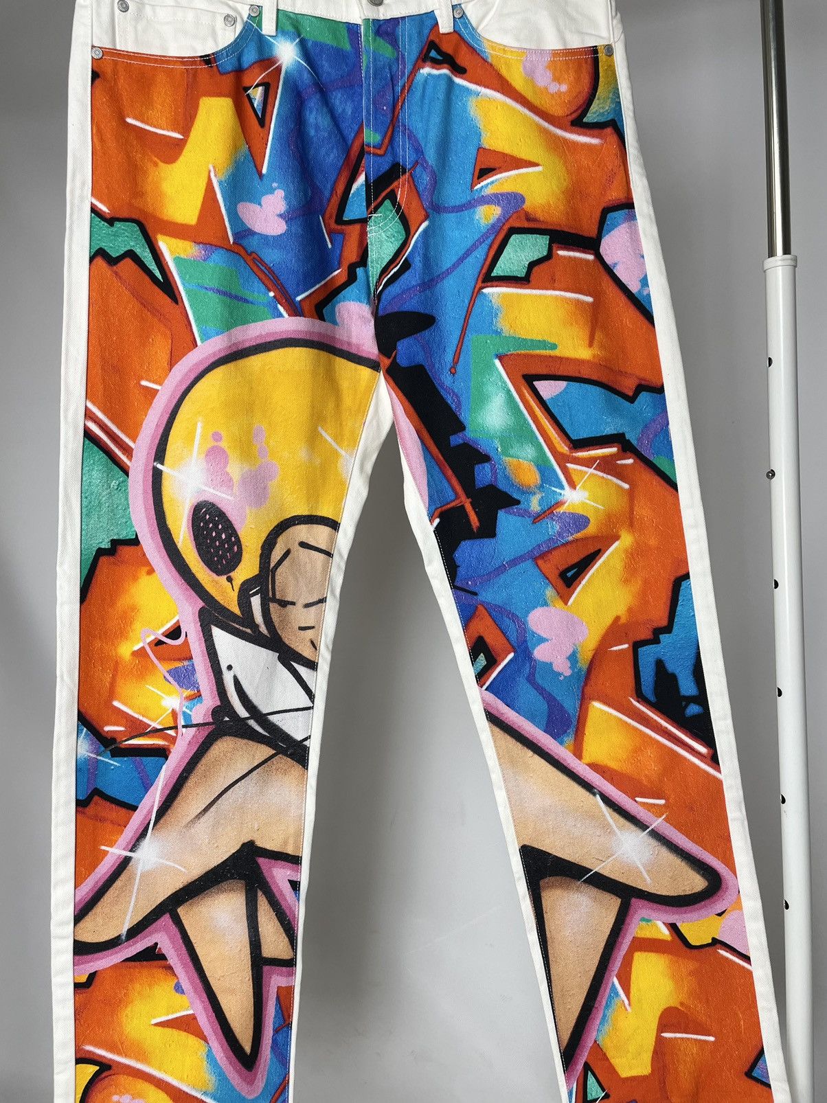Palace Palace x Zomby DJ Graphic Printed Jeans Supreme White Pants Size US 34 / EU 50 - 4 Thumbnail