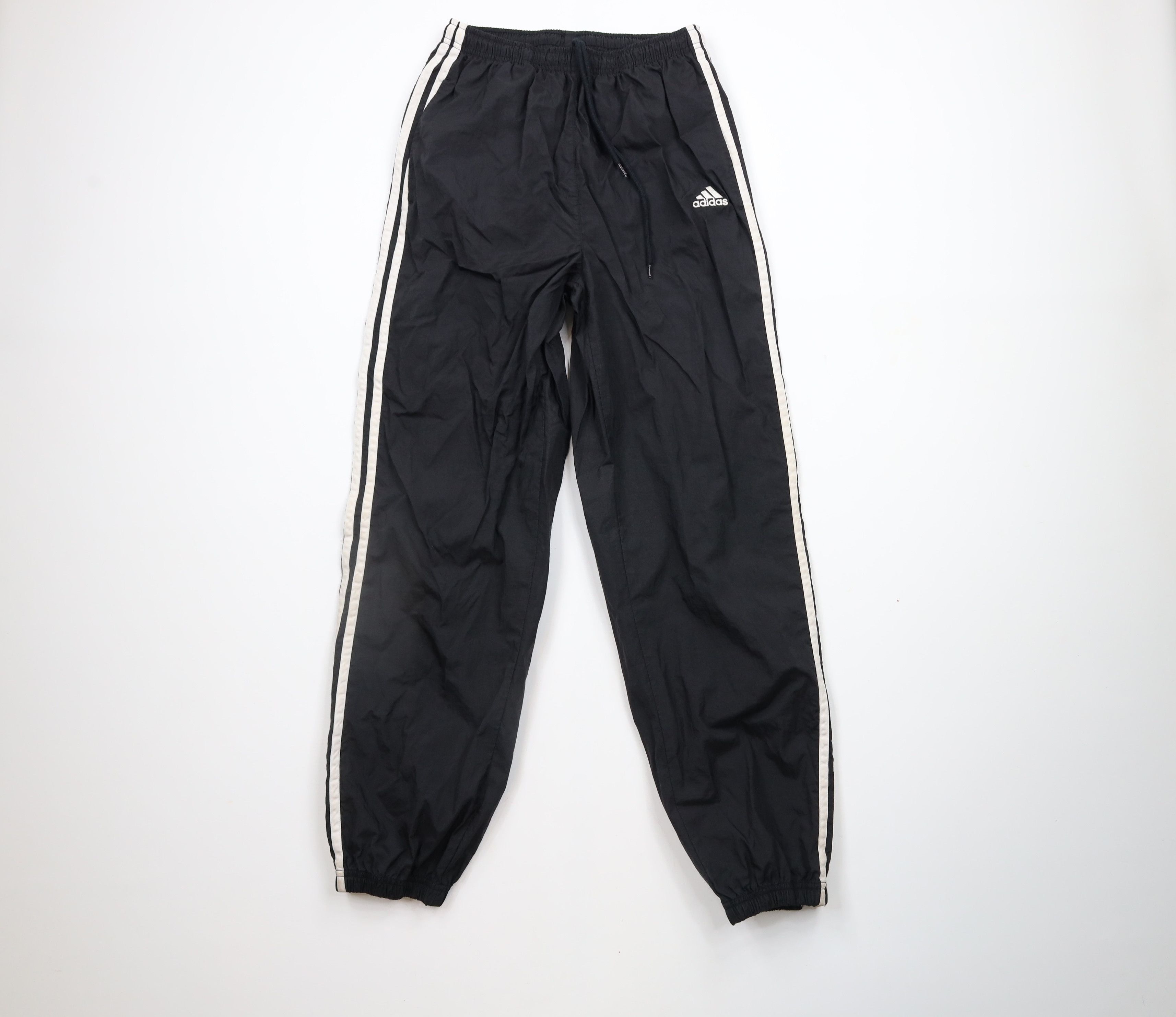 Adidas × Vintage Vintage 90s Adidas Out Striped Nylon Joggers Pants Black Size US 34 / EU 50 - 1 Thumbnail