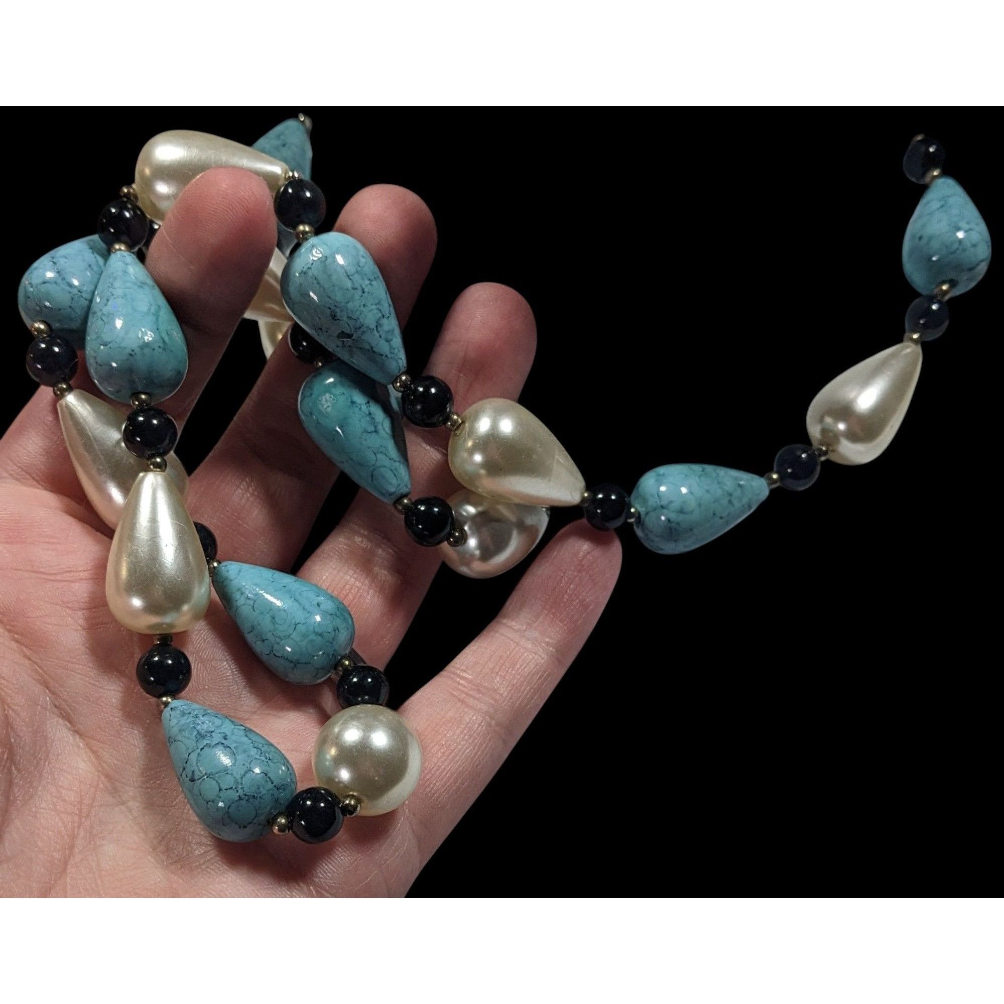 Other Faux Turquoise And Pearl Teardrop Beaded Necklace Size ONE SIZE - 6 Thumbnail
