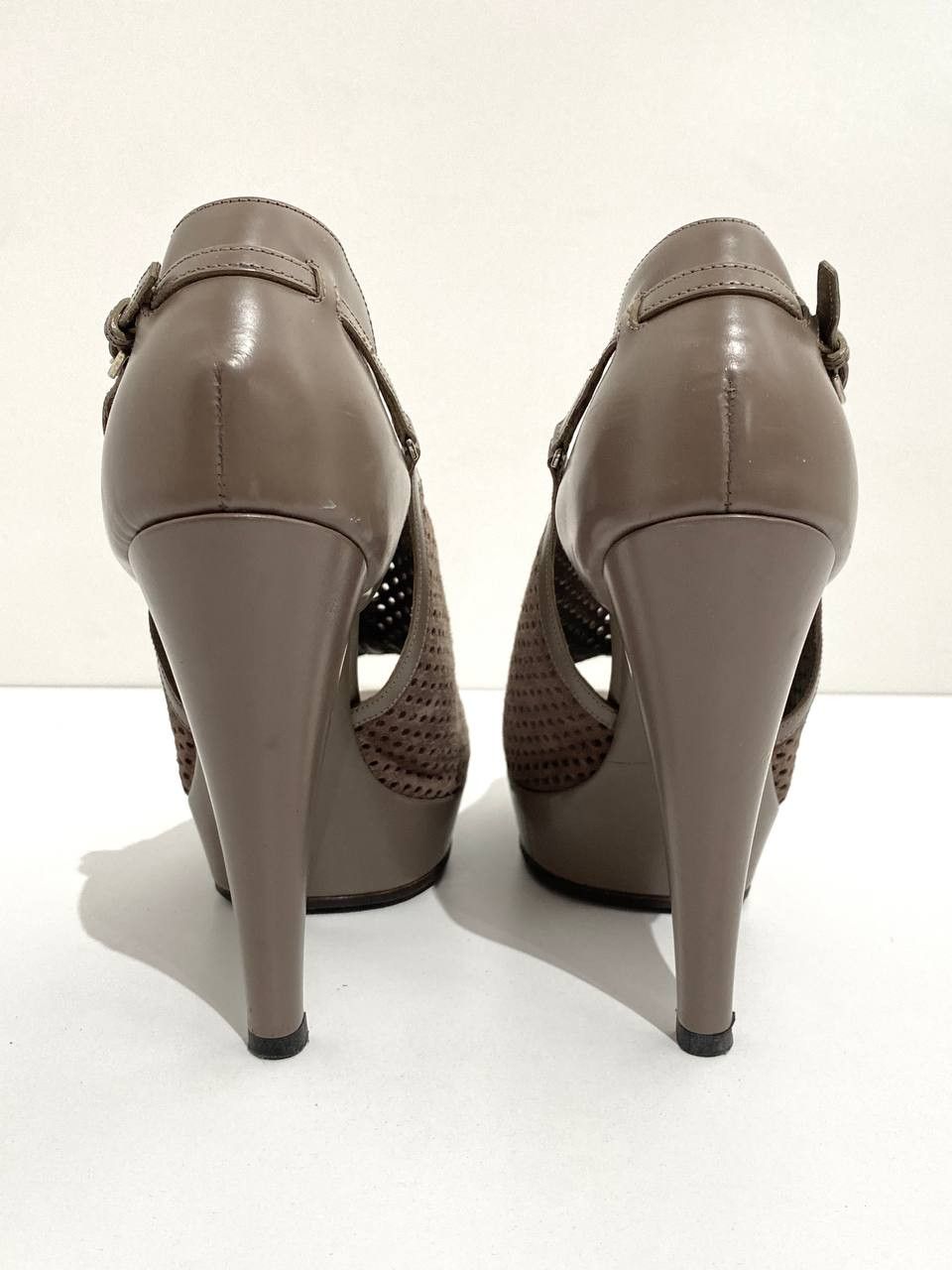 Yves Saint Laurent Yves Saint Laurent Leather Lase Peep Toe Heel Sandals Shoes Size US 7.5 / IT 37.5 - 9 Thumbnail