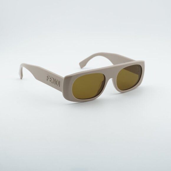 Fendi Fendi FE40169I 45E Sunglasses Shiny Brown Rectangle Frame Size ONE SIZE - 4 Thumbnail