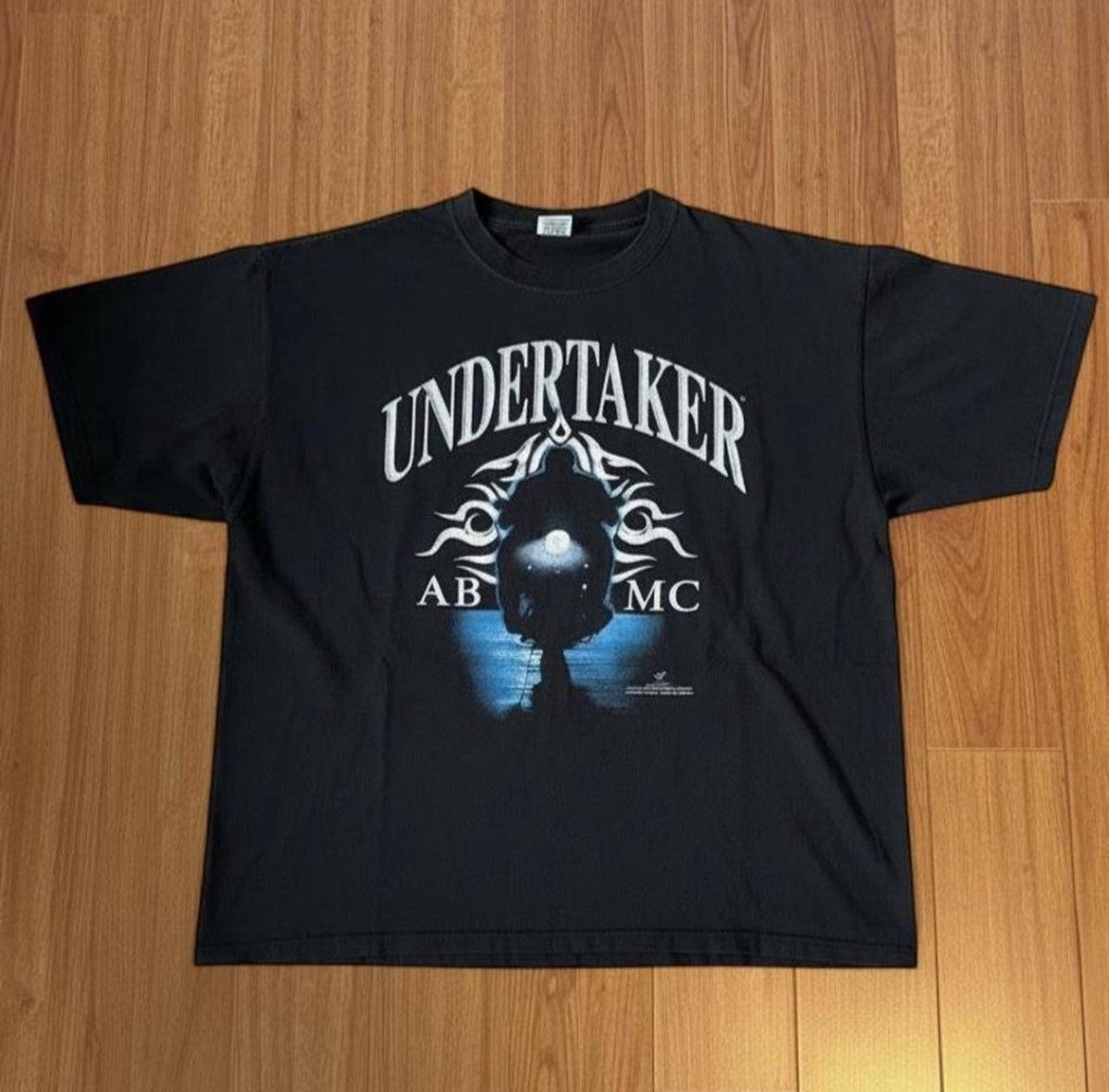 WWE Vintage 2000s DATED! Undertaker WWE AB MC Grunge Black Tee Size US XL / EU 56 / 4 - 1 Thumbnail
