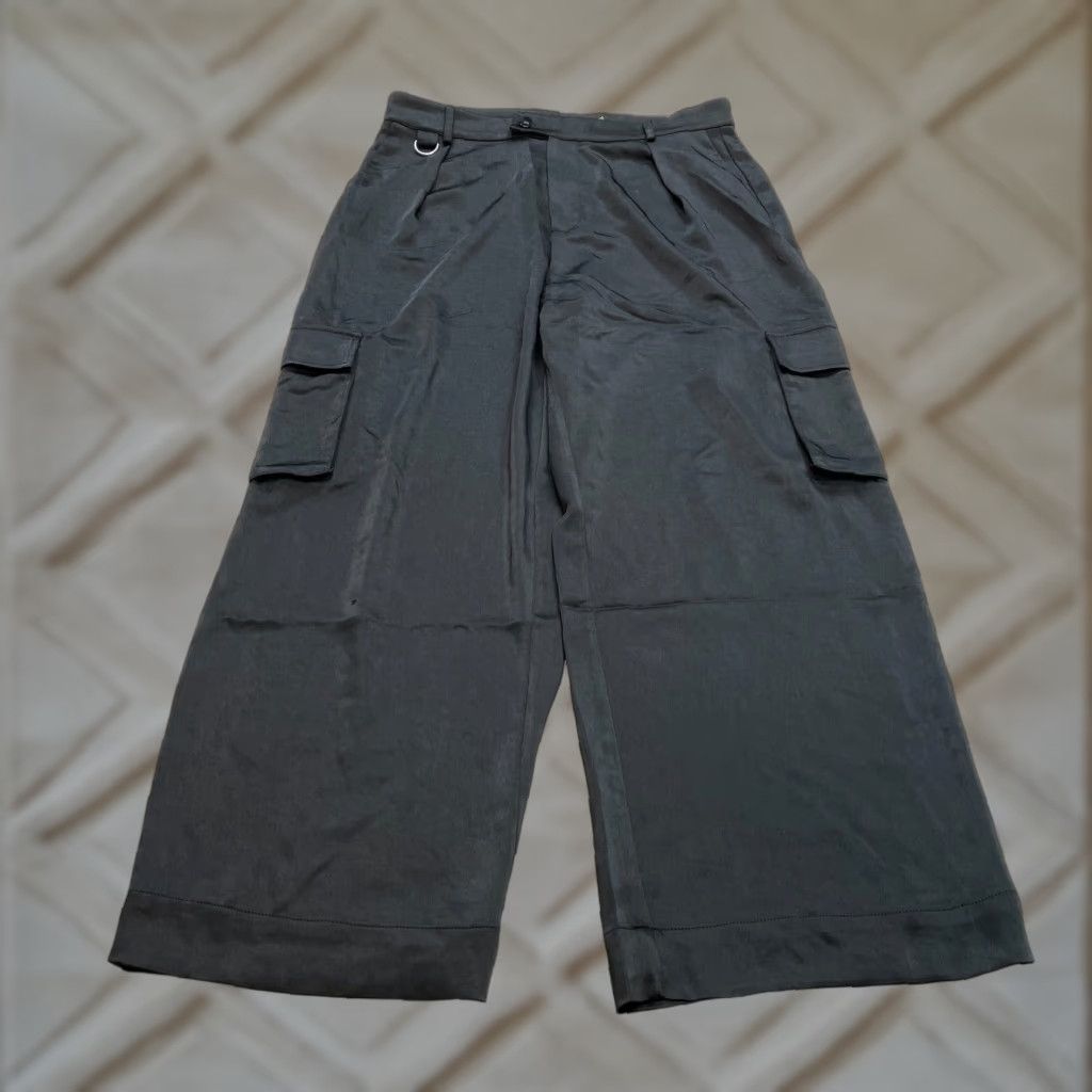 Vintage LNA Shine Cargo Pants Womens XL Black Wide Leg Pockets Slacks 36x30 New NWD Size 40" / US 18 - 1 Thumbnail