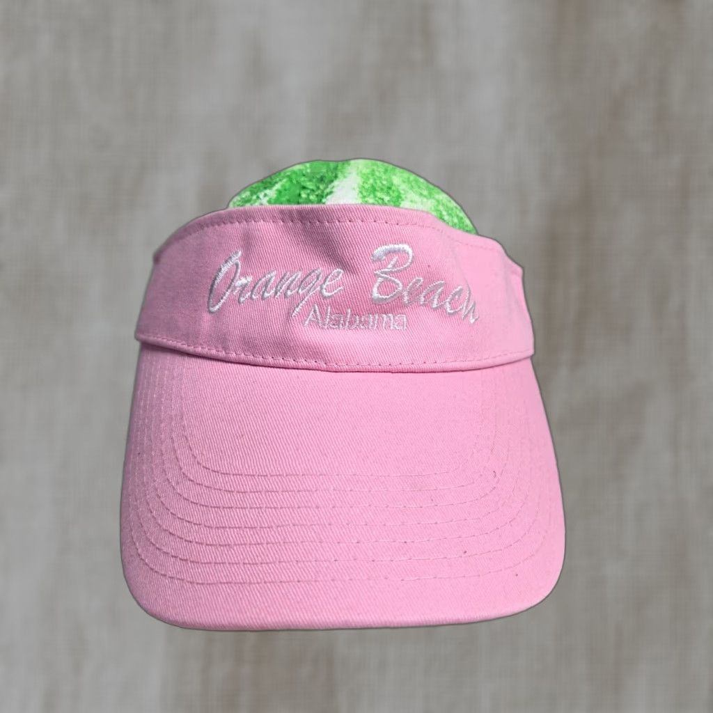 Spell Pink Sun Visor Hat, Orange Beach Alabama, Adjustable, Twill Cotton, Women, Beach, Casual, Summer, Sun, Logo, 90s Size ONE SIZE - 1 Thumbnail