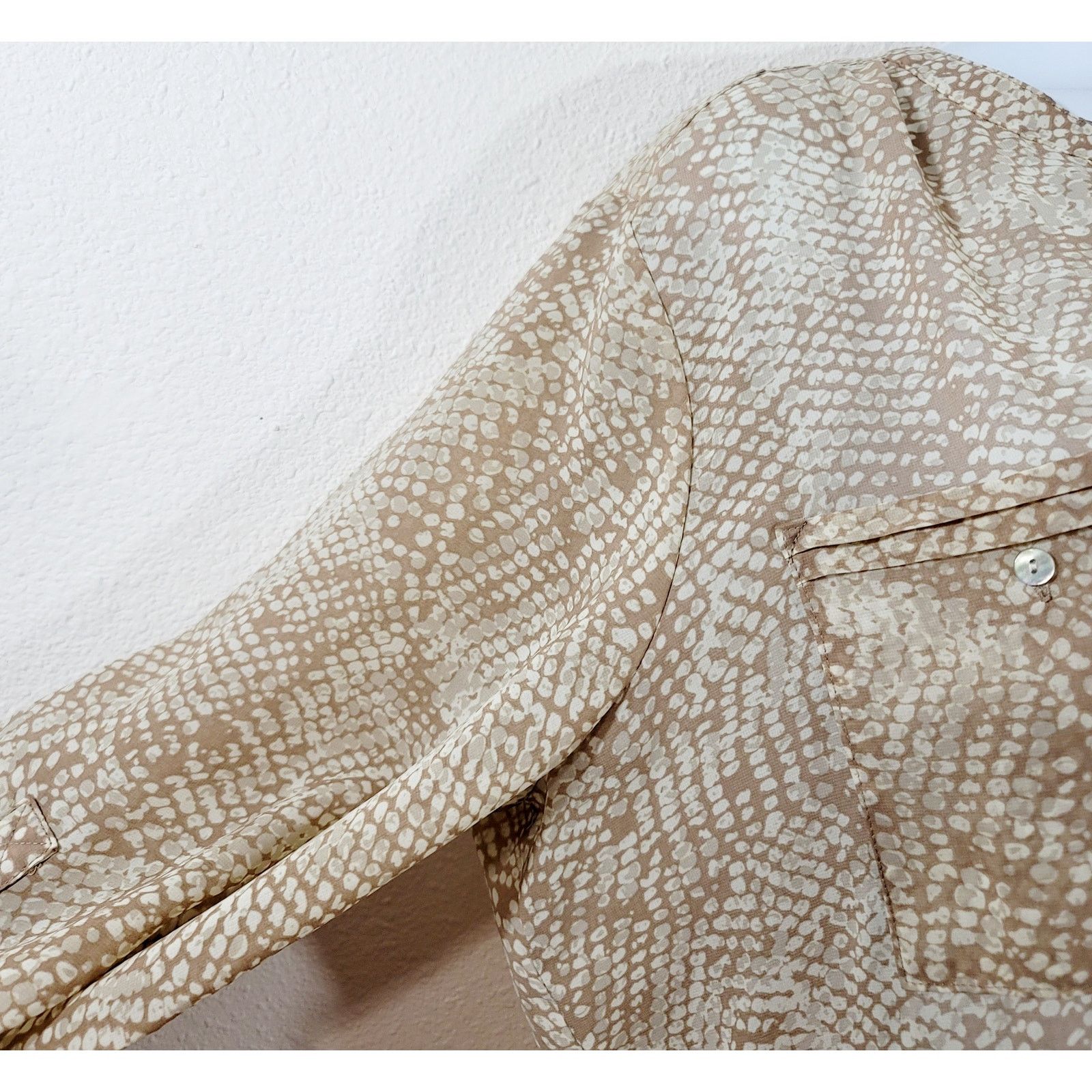 Apt. 9 Apt 9 Brown Tan Animal Print Sheer 3 Button Henley Top XL Size XL / US 12-14 / IT 48-50 - 5 Thumbnail