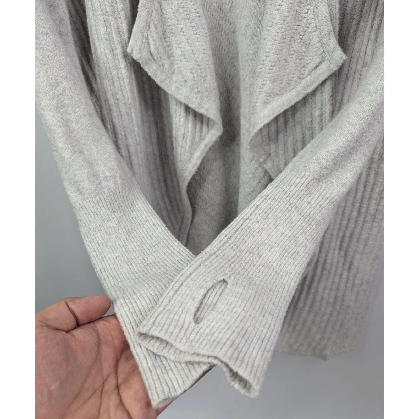 Vintage Sigrid Olsen Waterfall Open Front Grey Cardigan Women's Size Small Lagenlook Cardigan Gray Cotton Polyester Nylon Spandex Sweater Women's Size S / US 4 / IT 40 - 2 Thumbnail