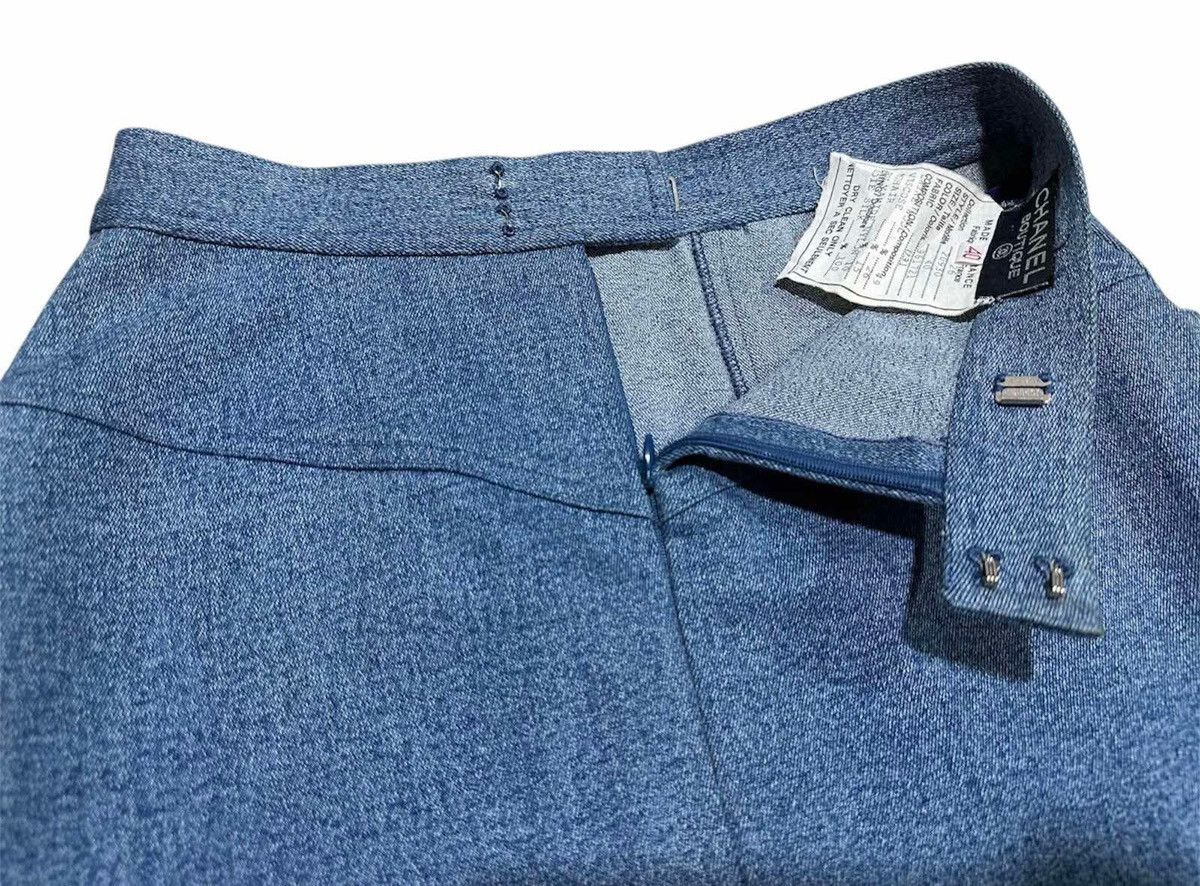 Chanel 🔥Rare Archived Vintage Chanel Denim Skirt Tweed 1991 Runway Size 25" / US 0 / IT 36 - 10 Thumbnail