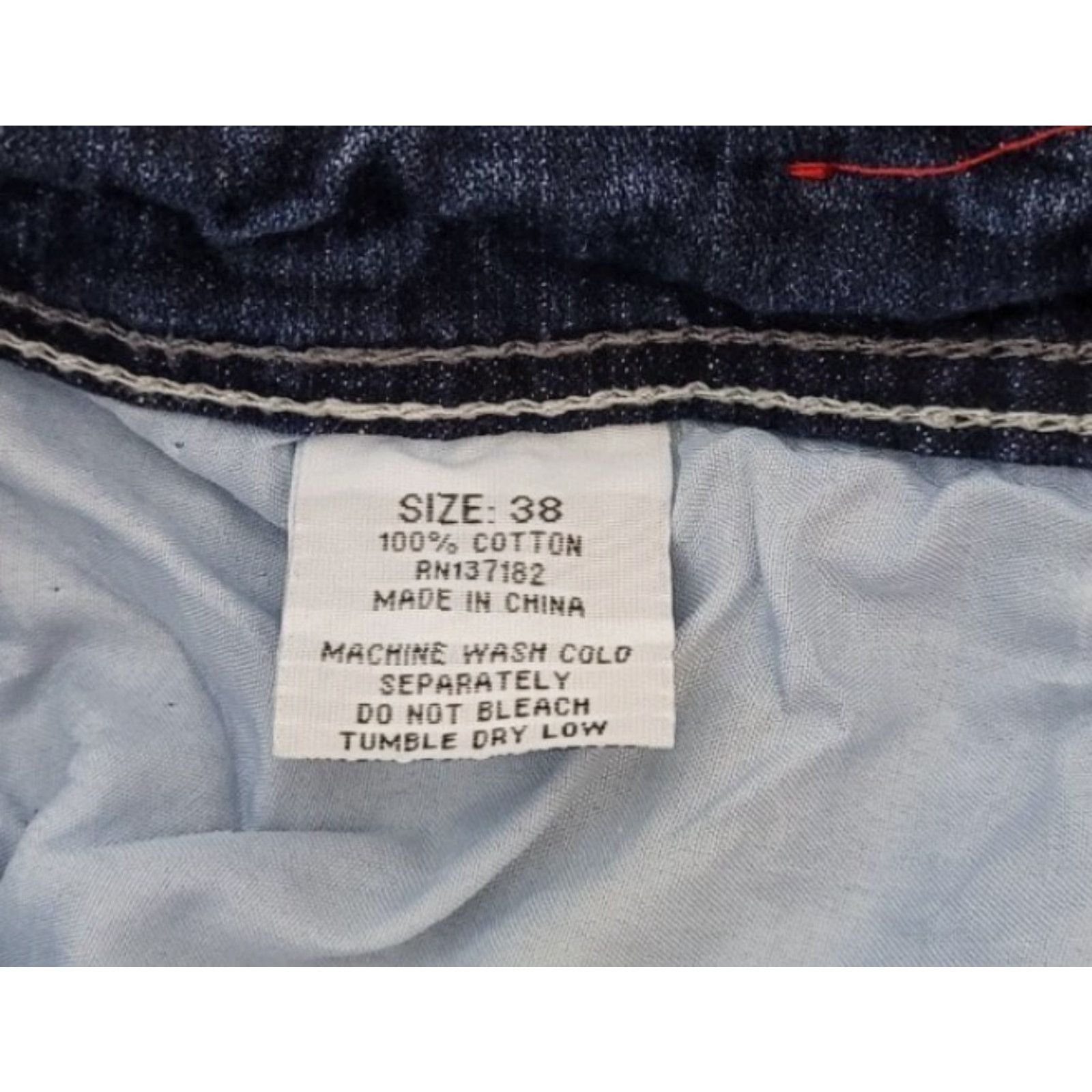 Denime GS 115 Men Jeans Blue 38x32 Embroidered Pockets Thick Stitch Dark Wash Denim Straight Regular Pocket Zipper Button 5-Pocket Design Mens Size US 38 / EU 54 - 5 Thumbnail