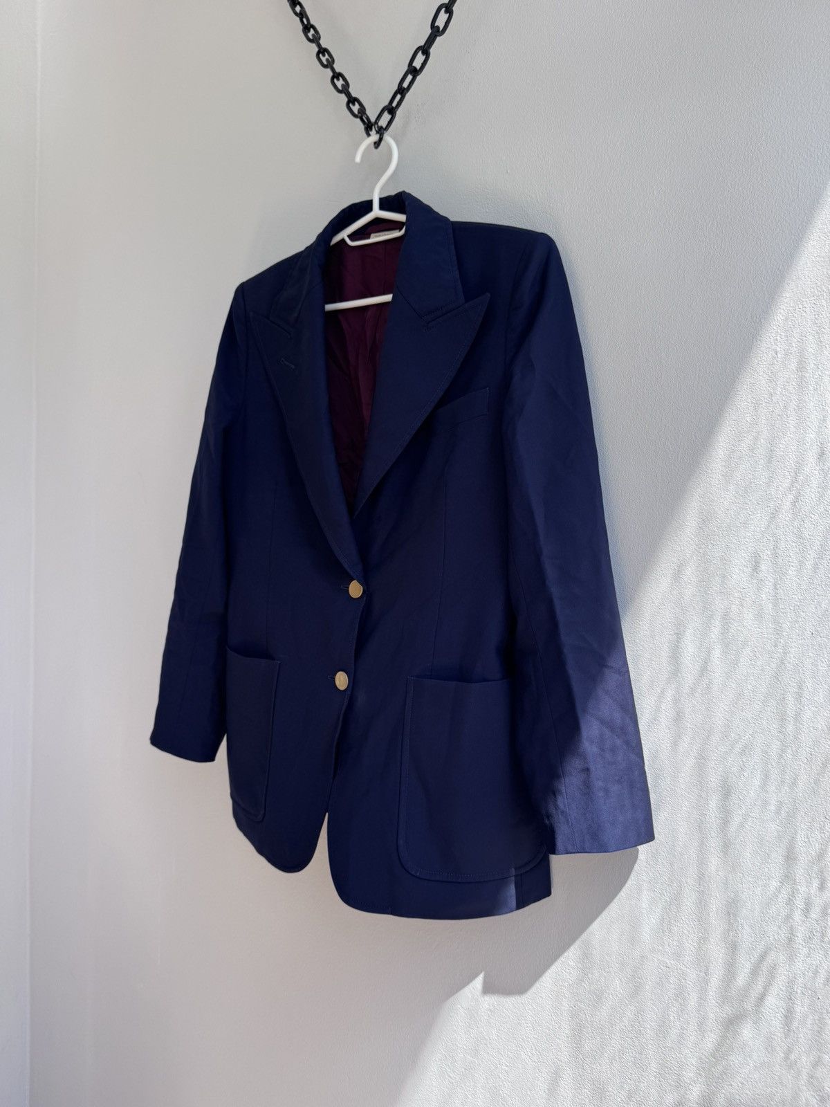 Gucci Gucci Womens Wool Blazer Navy Blue Luxury Avant Garde Solid Size S / US 4 / IT 40 - 2 Thumbnail