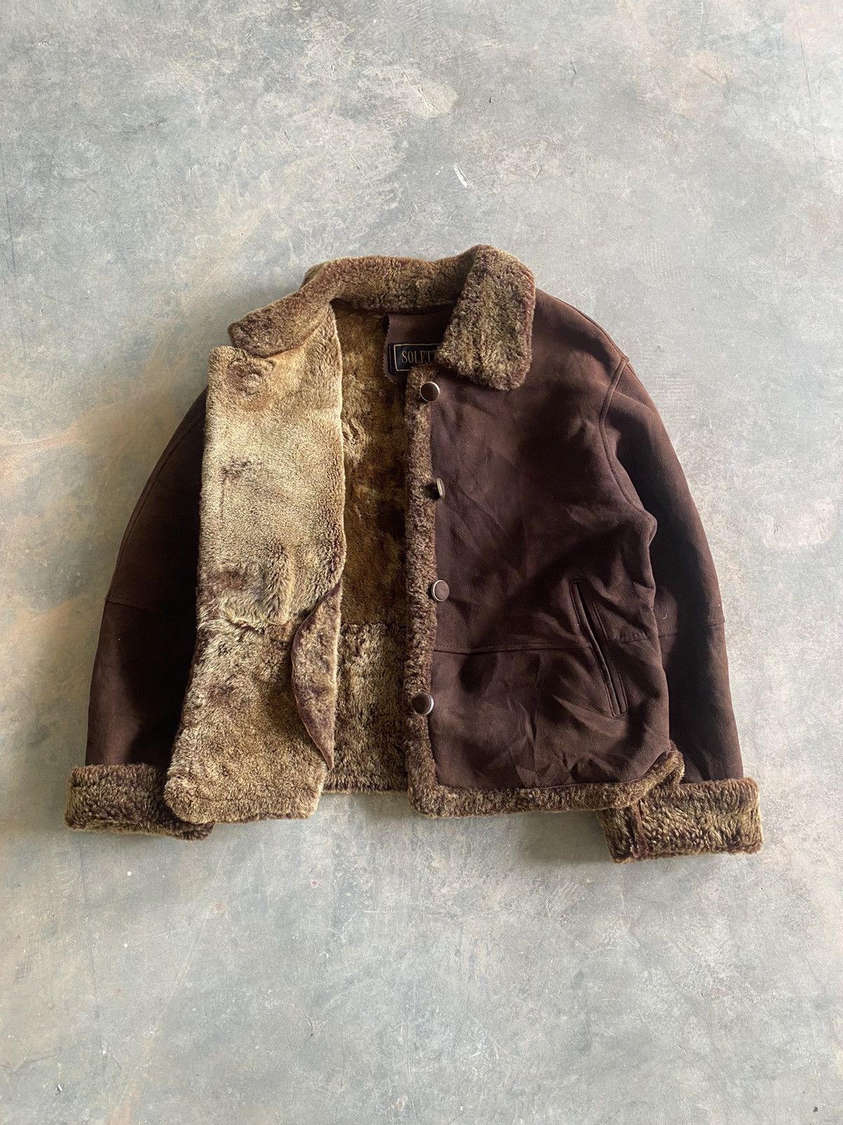 Vintage SOLETTO 80s B-3 FLIGHT JACKET LEATHER LAMBSKIN FUR LGB Size US M / EU 48-50 / 2 - 2 Thumbnail