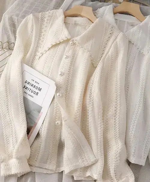 Japanese Brand × Vintage Fashion Hollow Out Peter Pan Collar Blouses Women Size ONE SIZE - 3 Thumbnail