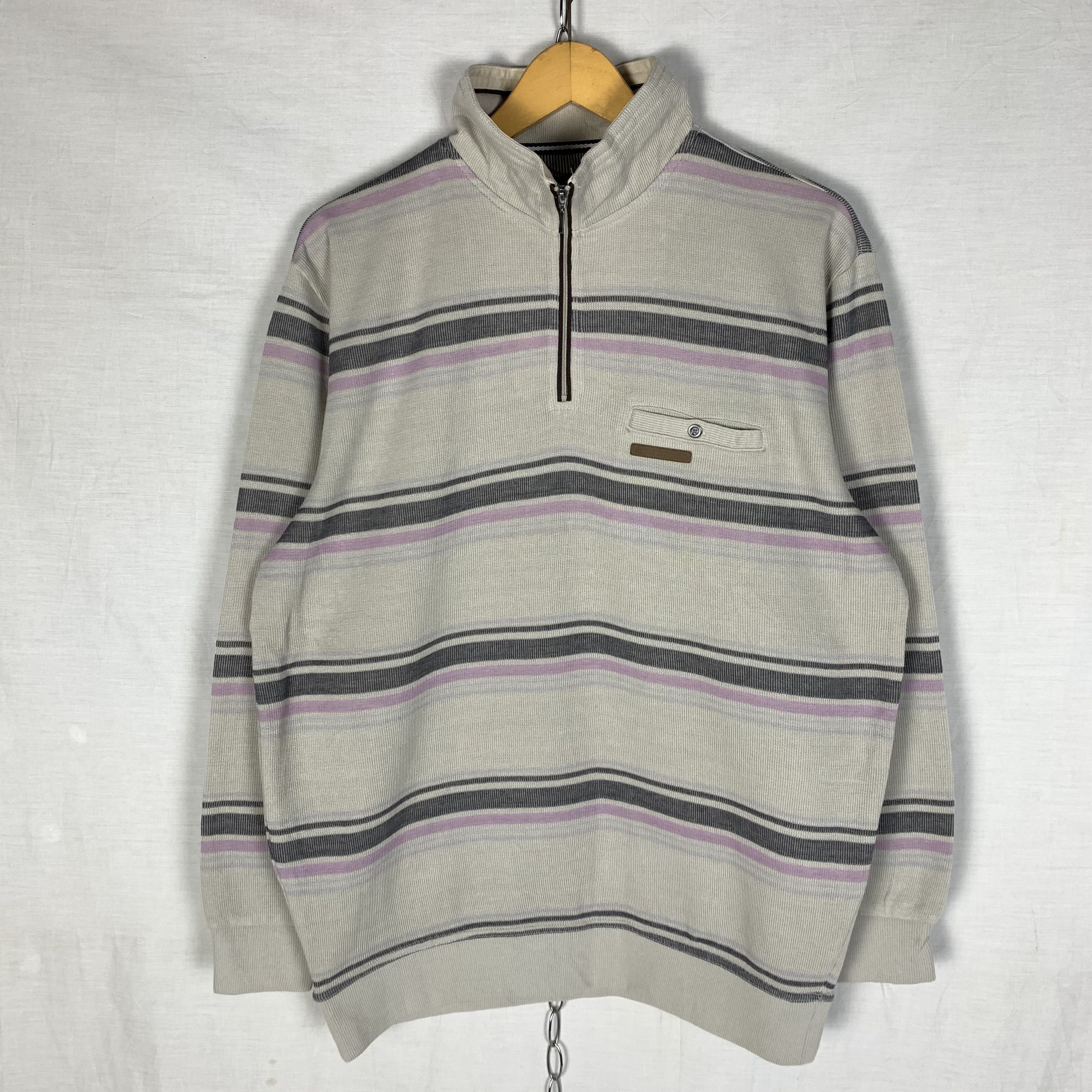 Vintage Vintage Nicole Morisson Halfzip Striped Sweatshirt Crewneck Size US L / EU 52-54 / 3 - 2 Thumbnail