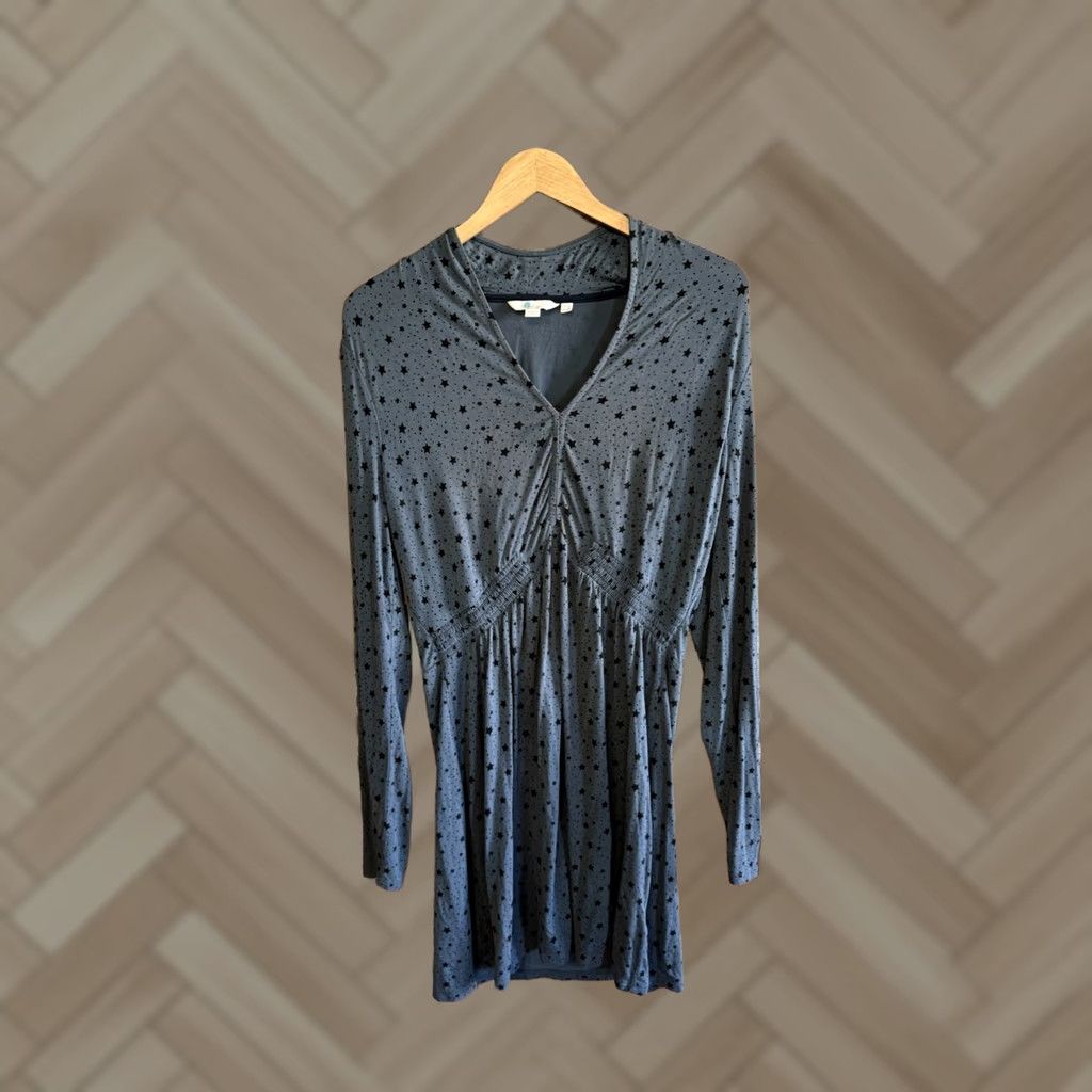Boden Boden Stormy Night Stardust Jersey Long Sleeve Dress Size 10 Women Blue V-Neck Pullover Knee Length Celestial Casual Business Size L / US 10 / IT 46 - 1 Thumbnail