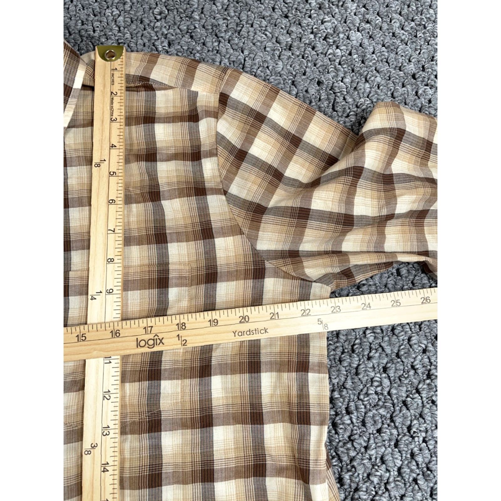 JCPenney VTG 80s Shadow Plaid Shirt Adult Large Beige Brown Lightweight Cotton JCPenney Size US L / EU 52-54 / 3 - 6 Thumbnail