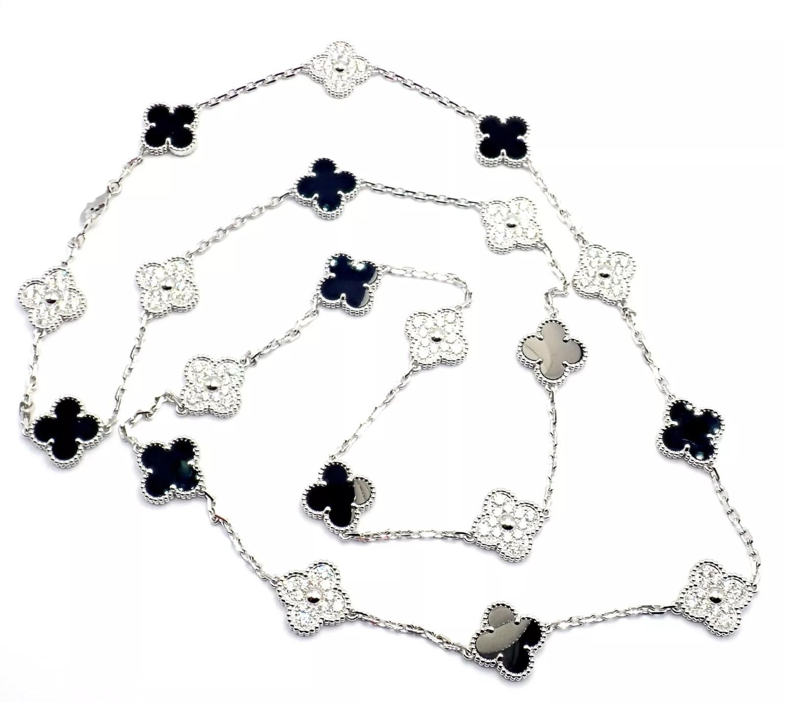 Van Cleef & Arpels Van Cleef & Arpels 18k 20 Motif Alhambra Diamond Necklace Size ONE SIZE - 3 Thumbnail