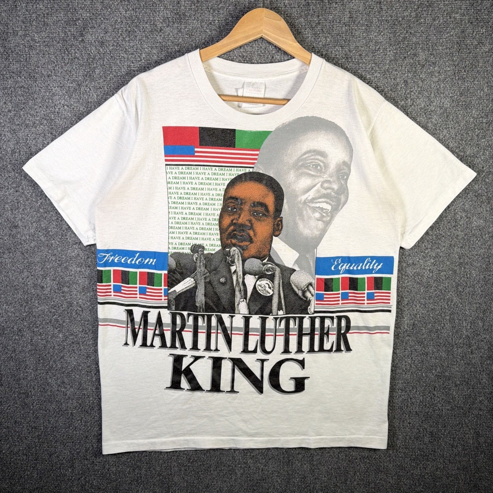 Vintage Vintage Martin Luther King Shirt Mens Large White 90s AOP Size US L / EU 52-54 / 3 - 1 Thumbnail
