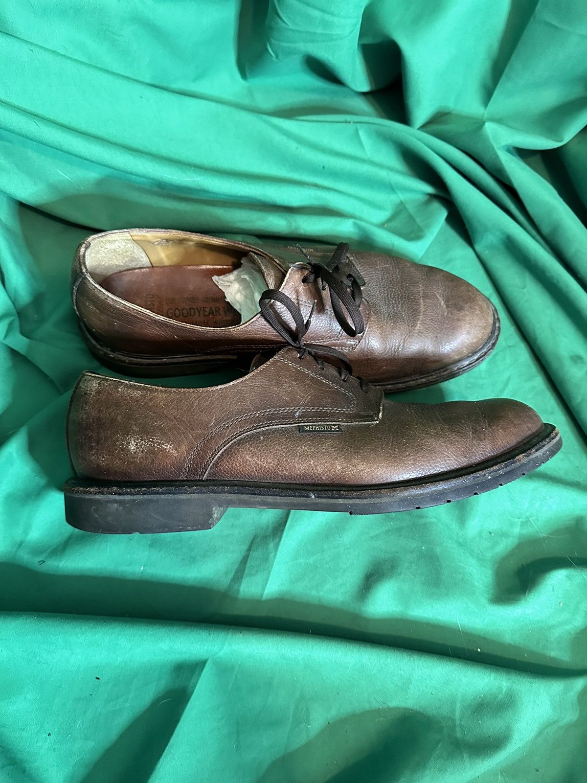 Mephisto × Vintage Pebbled leather Goodyear welt derby shoes Size US 11.5 / EU 44-45 - 1 Thumbnail