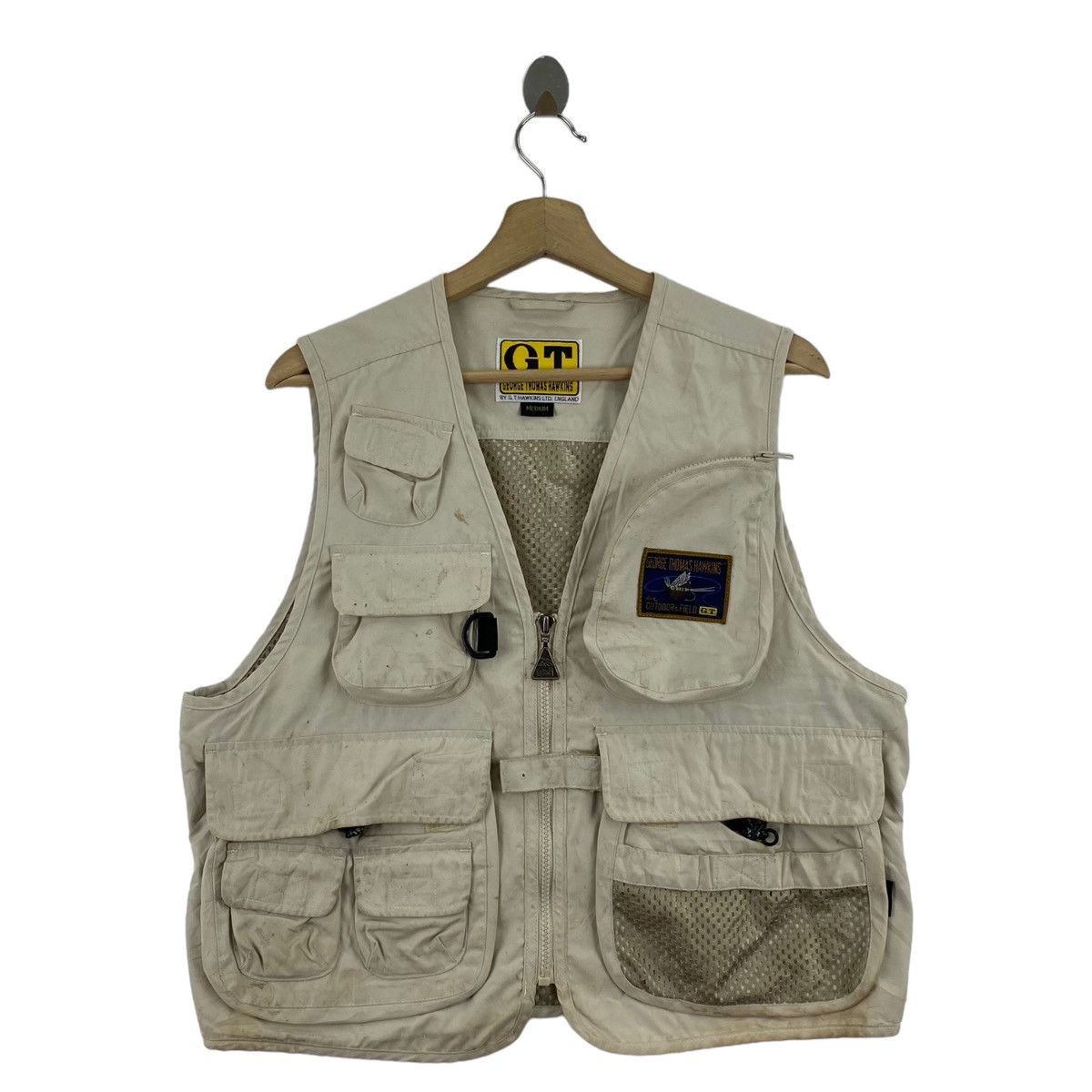 image of Vintage George Thomas Hawkins Multi Pockets Outdoor Hiking in Cream, Men's (Size Medium)