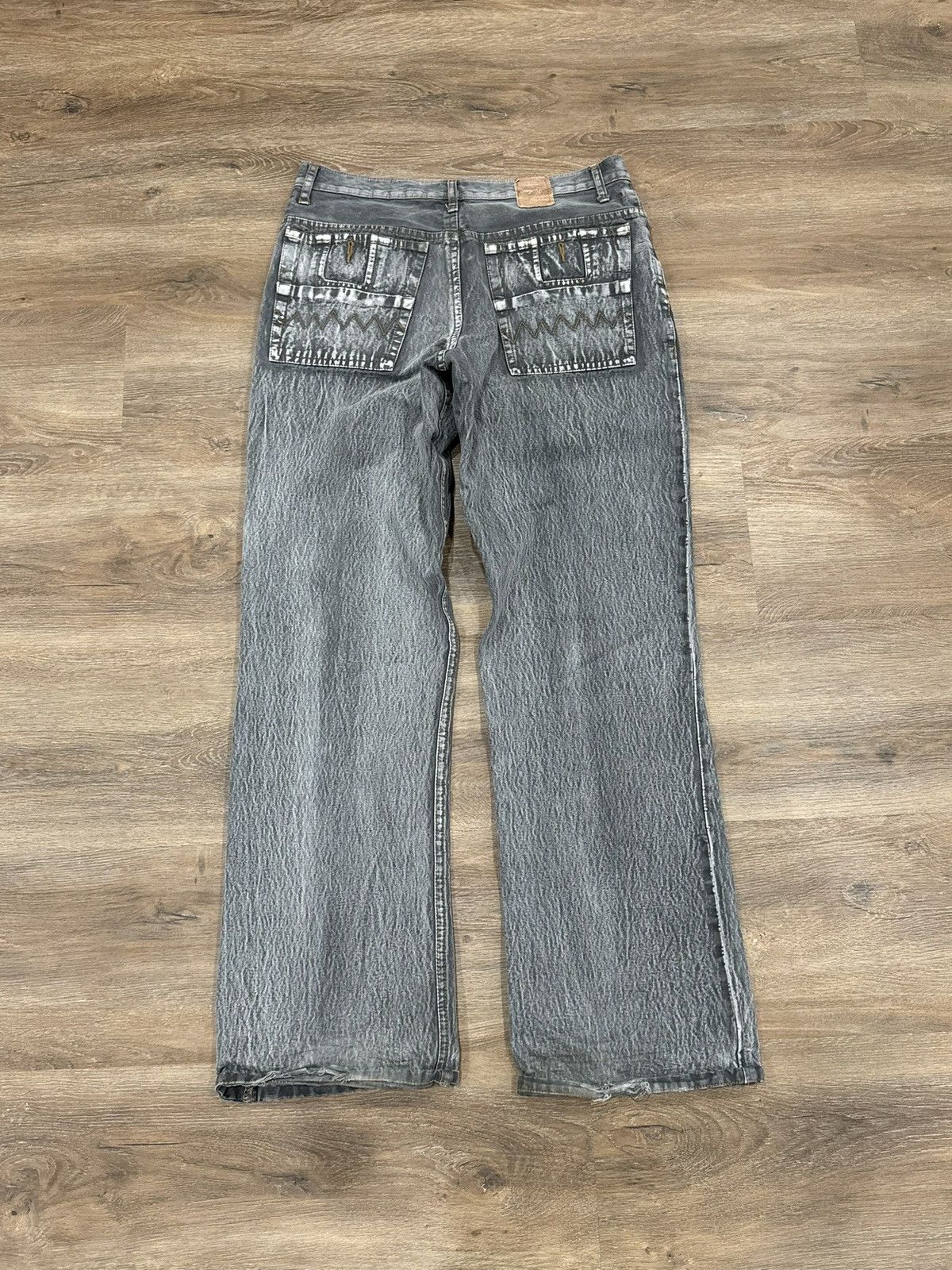 Japanese Brand Baggy Grey Reaper Textured Denim - Wide Leg Streetwear Jeans Size US 34 / EU 50 - 2 Thumbnail