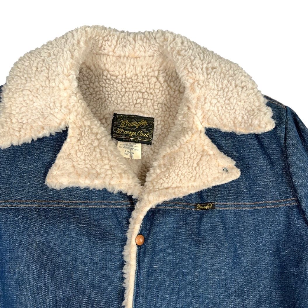 Wrangler VINTAGE Wrangler Jacket Adult XL Blue Denim Sherpa Coat 70s USA Size US XL / EU 56 / 4 - 2 Thumbnail