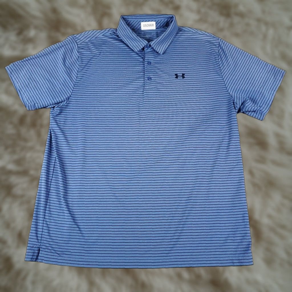 Under Armour Under Armour Polo Shirt Men's Size 2XL Blue Striped Casual Short Sleeve Polo Shirt 2XL Under Armour Men Blue Striped Polo Short Sleeve Casual Shirt Size US XXL / EU 58 / 5 - 1 Thumbnail