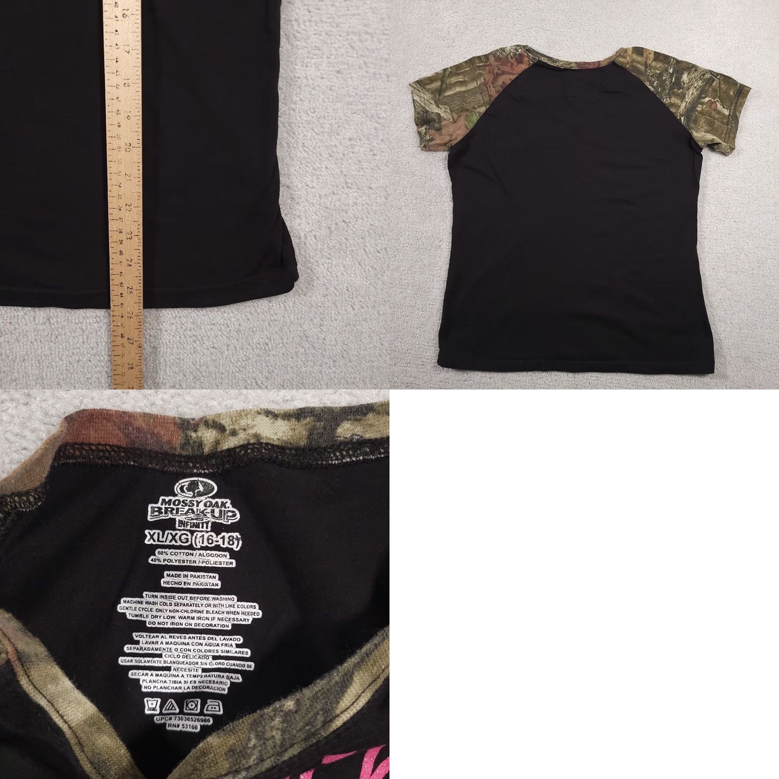 Vintage Mossy Oak Shirt Women's XL 16-18 Black Camouflage Hunting Short Sleeve Graphic T-Shirt Size XL / US 12-14 / IT 48-50 - 8 Thumbnail