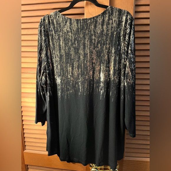 Other JM Collection black knit 3/4 sleeve blouse gold print sz 2x Size XXL / US 16-18 / IT 52-54 - 6 Thumbnail