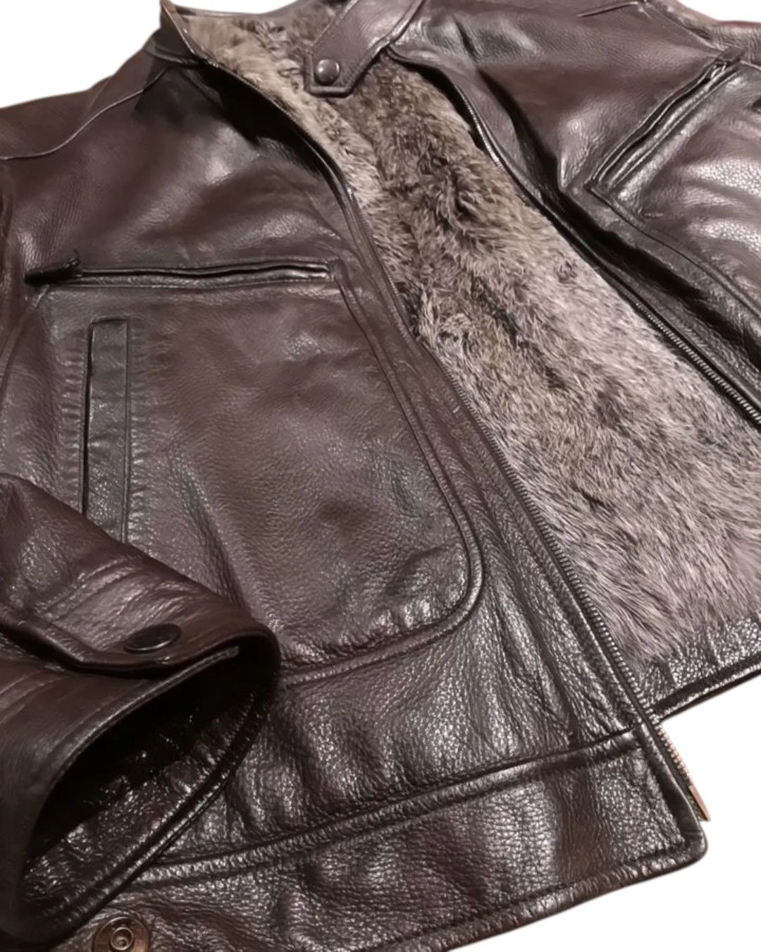 Gucci TOM FORD ERA REX RABBIT LINED LEATHER BIKER BOMBER JACKET Size US L / EU 52-54 / 3 - 11 Thumbnail