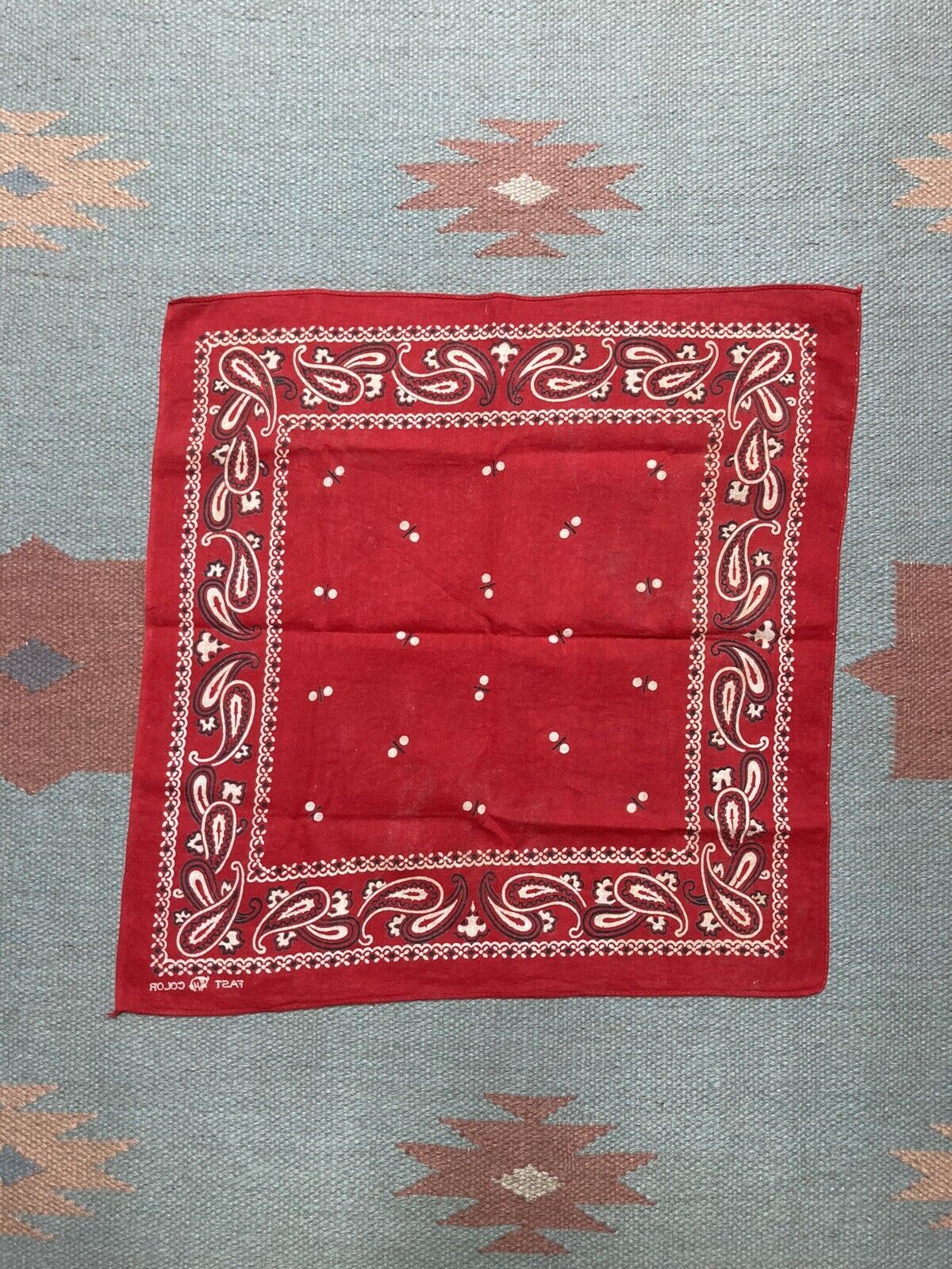 elephant bandana trunk down fast color paisley selvedge dots