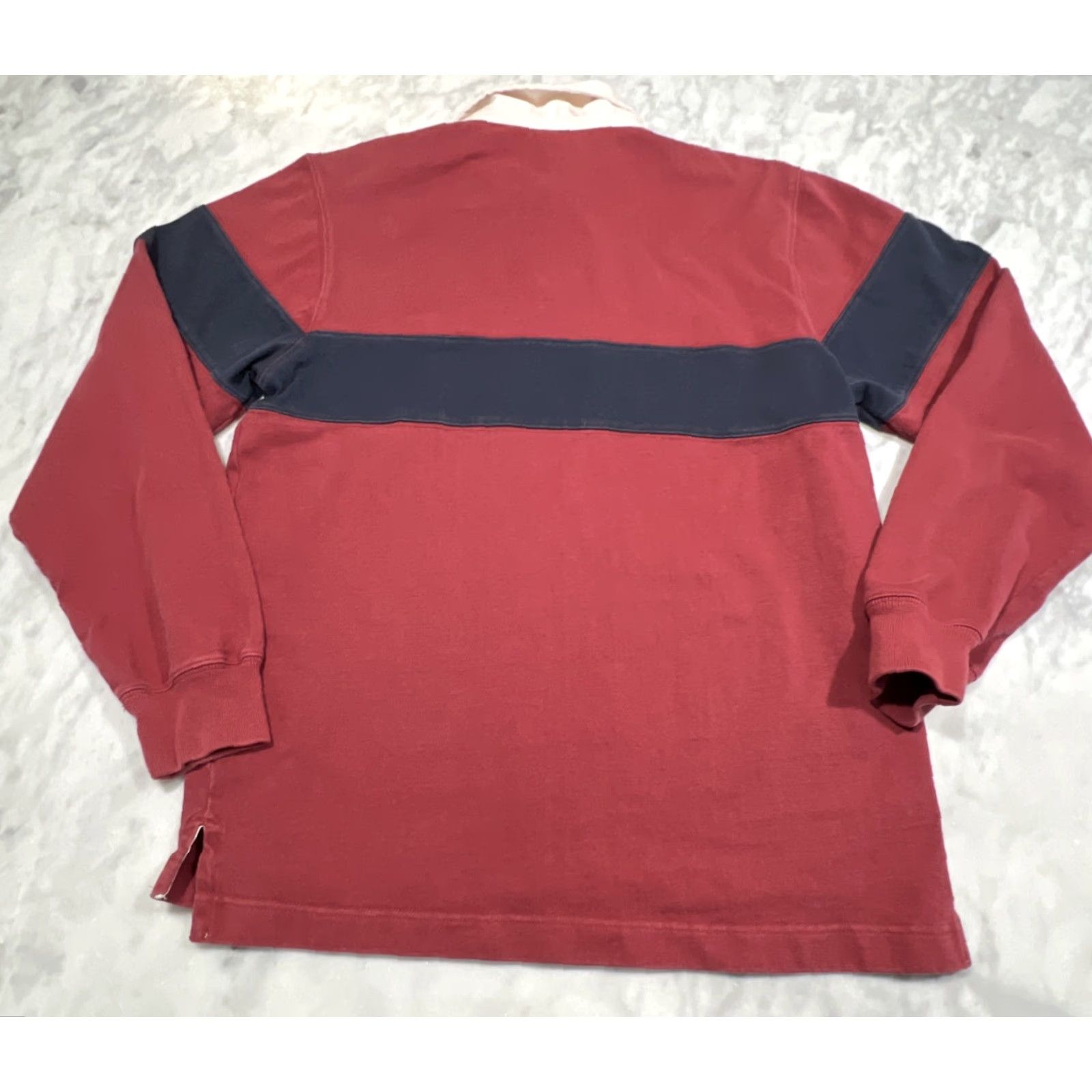 Gap VINTAGE GAP Rugby Shirt Men M Burgundy Navy Stripe Y2K Collar Cotton Size US M / EU 48-50 / 2 - 7 Thumbnail