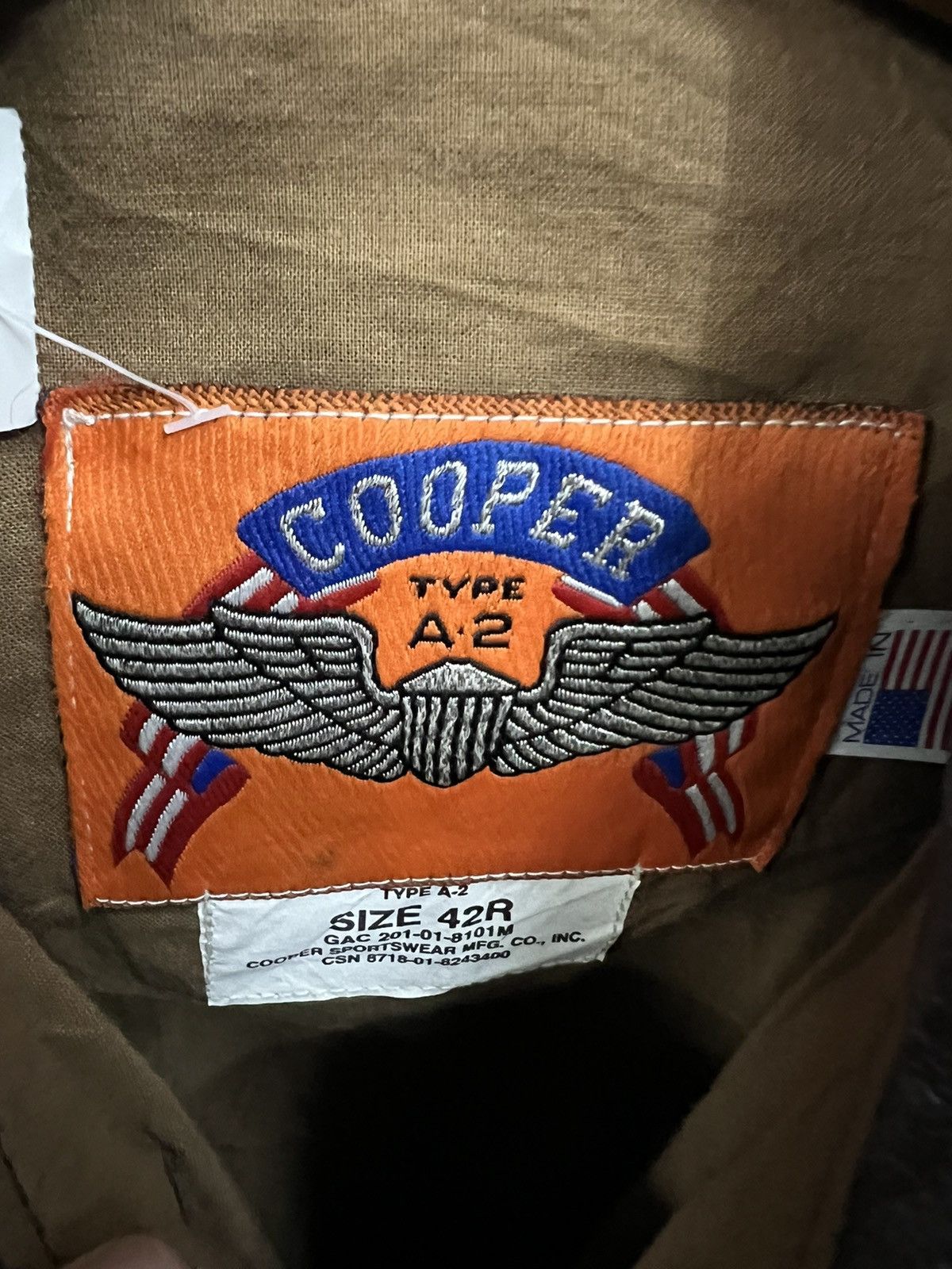 Cooper A-2 flight jacket leather ww2 8th AAF 92nd bomber group Size US L / EU 52-54 / 3 - 4 Thumbnail