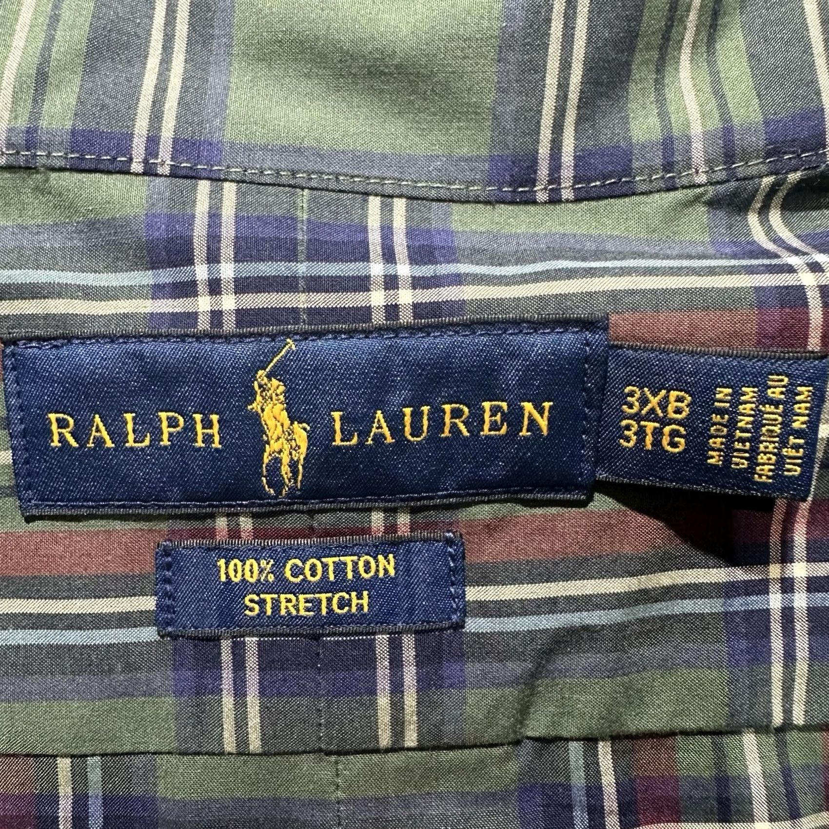 Ralph Lauren Ralph Lauren Shirt Mens 3XB Big Green Plaid Button Down 100% Cotton Stretch EUC Size US XXL / EU 58 / 5 - 4 Thumbnail