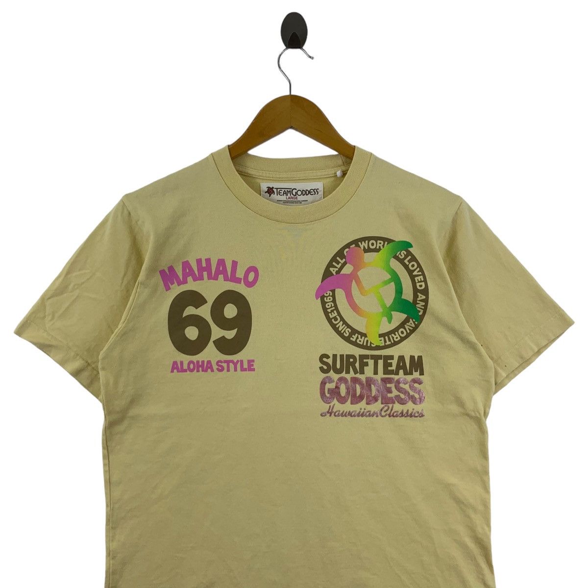 Vintage TEAM GODDESS HAWAII Mahalo Aloha Surfteam Tee Shirt Size L / US 10 / IT 46 - 2 Thumbnail