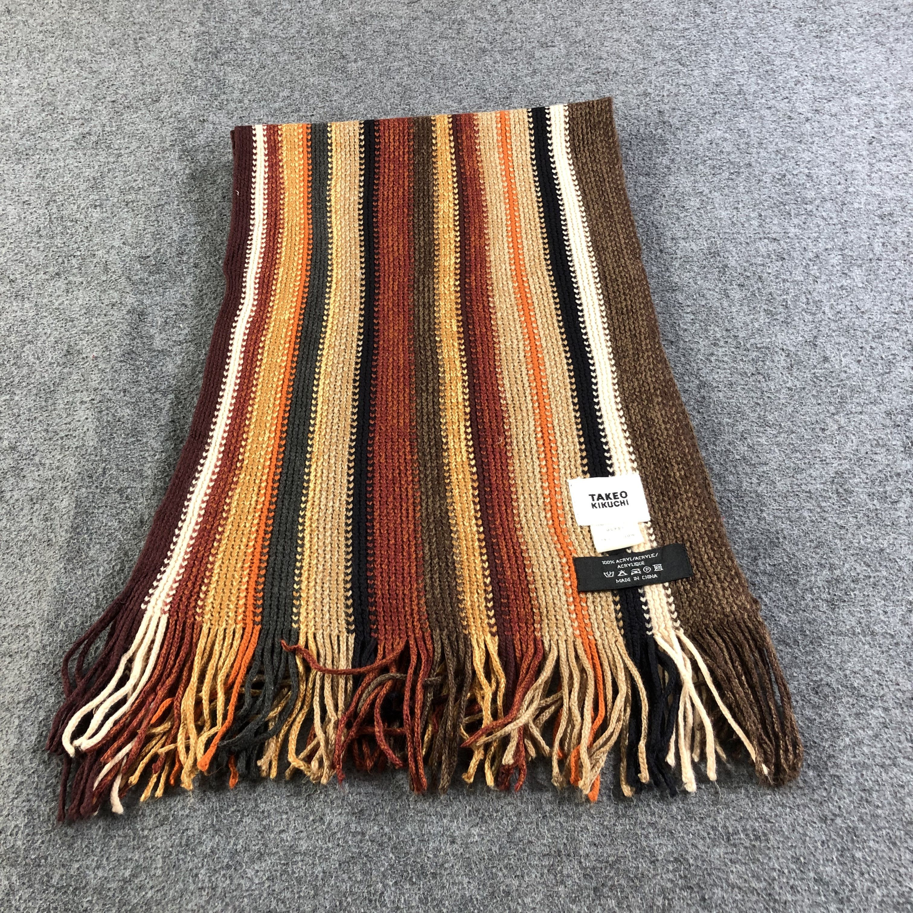 Takeo Kikuchi Takeo Kikuchi Striped Knit Scarf Muffler V1201 Size ONE SIZE - 3 Thumbnail