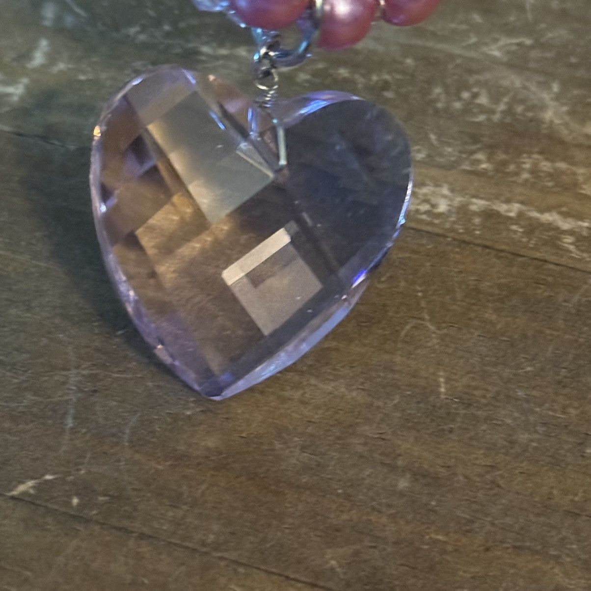 Other Multi strand pink glass bead heart pendant necklace Size ONE SIZE - 3 Thumbnail