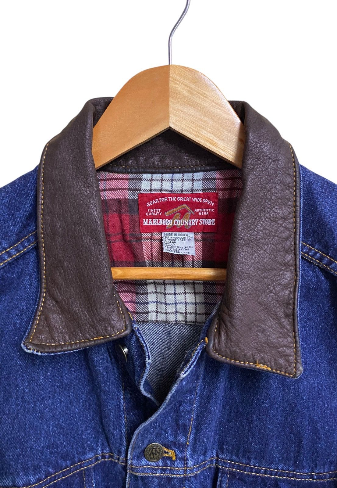 Marlboro Vintage Brand Marlboro Leather Denim Trucker Jacket 1990s Size US M / EU 48-50 / 2 - 8 Thumbnail