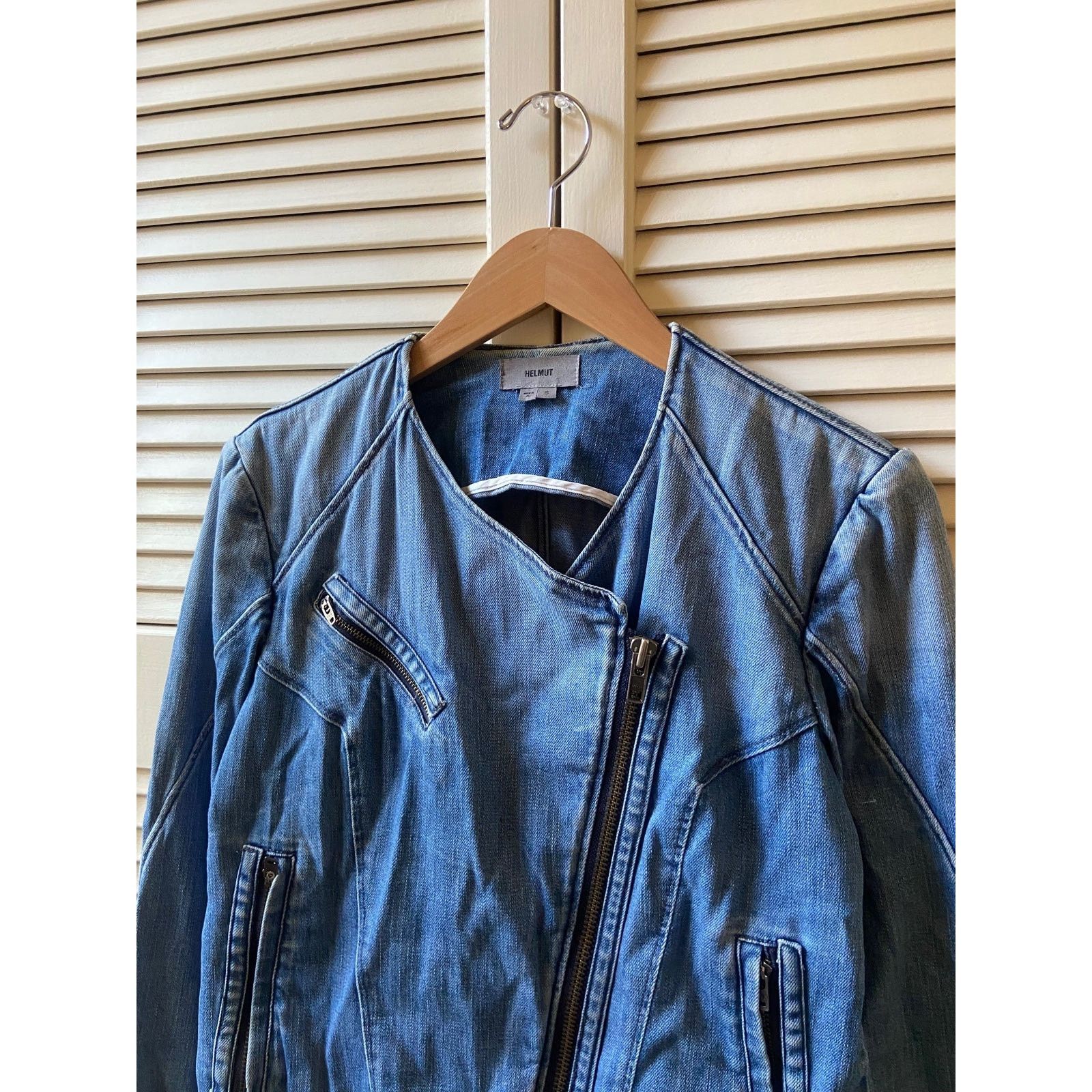 Helmut Lang Helmut Lang Asymmetrical Blue Denim Jean Jacket Motorcycle Size US S / EU 44-46 / 1 - 5 Thumbnail