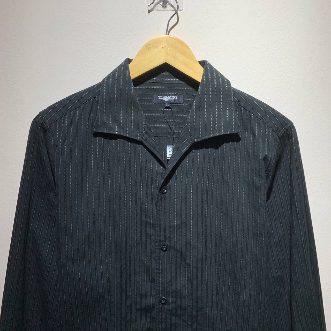 Tornado Mart Tornado Mart Open Collar Striped 90s Black Shirts 🌪️ Size US L / EU 52-54 / 3 - 3 Thumbnail