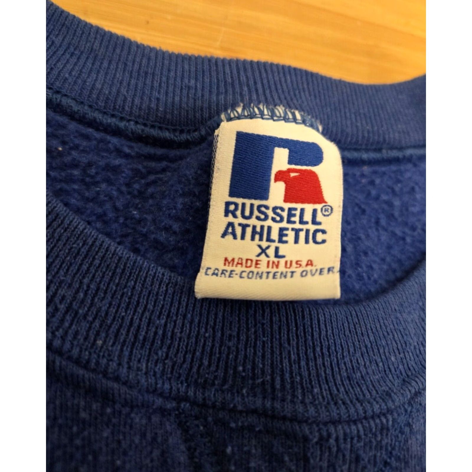Russell Athletic VINTAGE Russell Athletic Sweatshirt Men's XL Blue Crew Neck Long Sleeve Pullover USA 80s 90s Logo Fleece Cotton Polyester Blank Size US XL / EU 56 / 4 - 4 Thumbnail