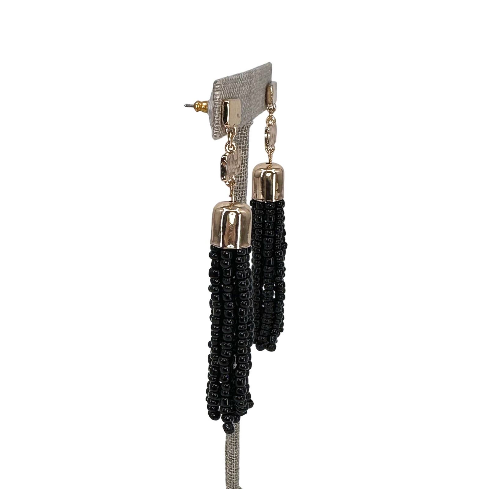 Other Sugarfix by Baublebar Earrings Black Beaded Tassel Gold Tone Size ONE SIZE - 6 Thumbnail