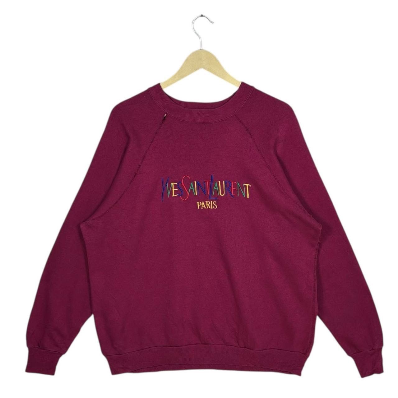 Yves Saint Laurent Vtg YSL Pour Homme Magenta Multi-Color Embroidery Sweatshirt Size US XL / EU 56 / 4 - 1 Thumbnail