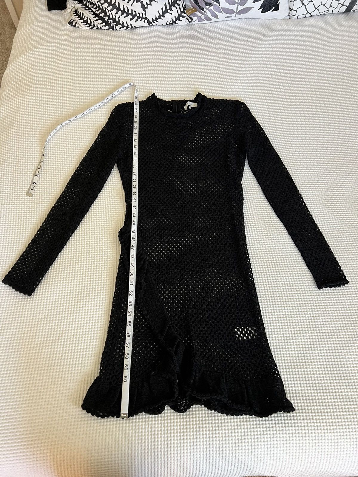 Iro IRO | Black Long-Sleeved Bodycon Mesh Open Knit Dress Size L / US 10 / IT 46 - 3 Thumbnail