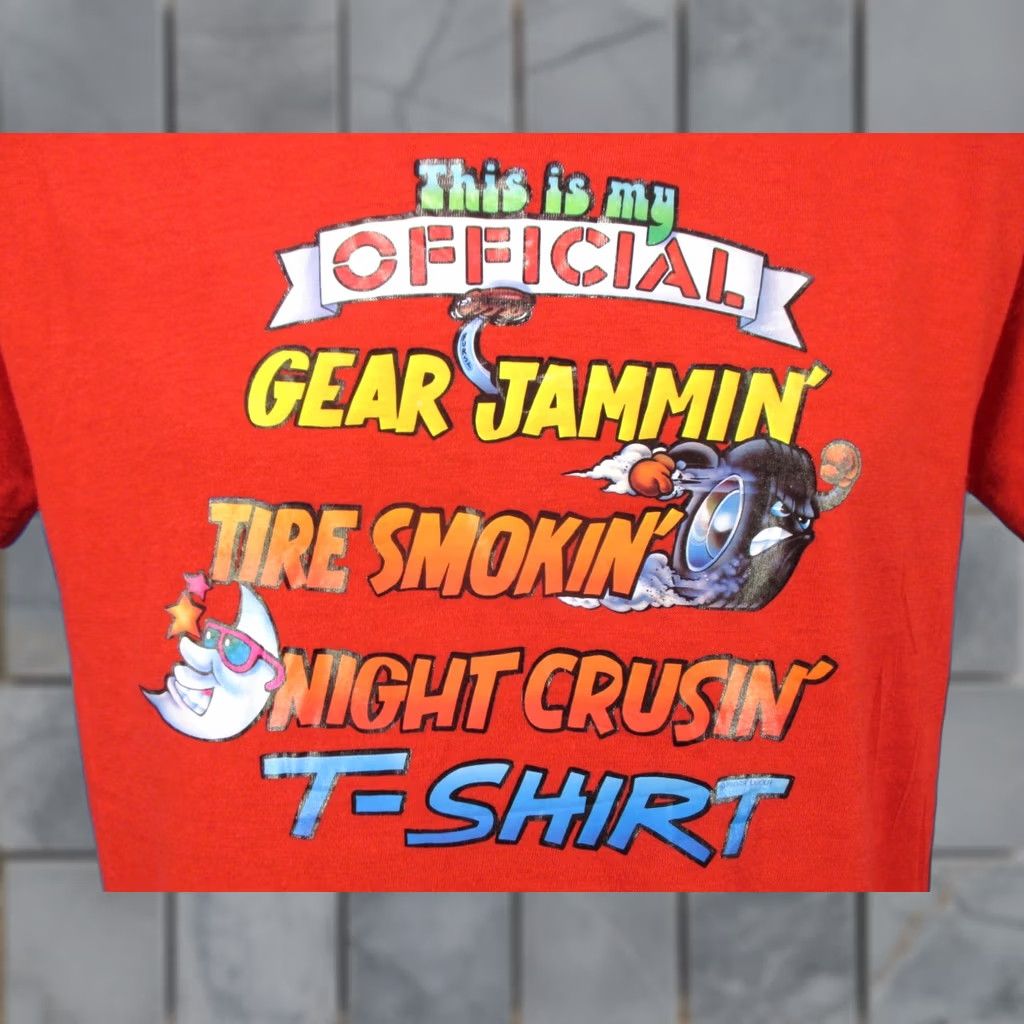 Vintage VINTAGE THIS IS MY GEAR JAMMIN TIRE SMOKIN T-Shirt M hot rod 80s Mens Size US M / EU 48-50 / 2 - 1 Preview
