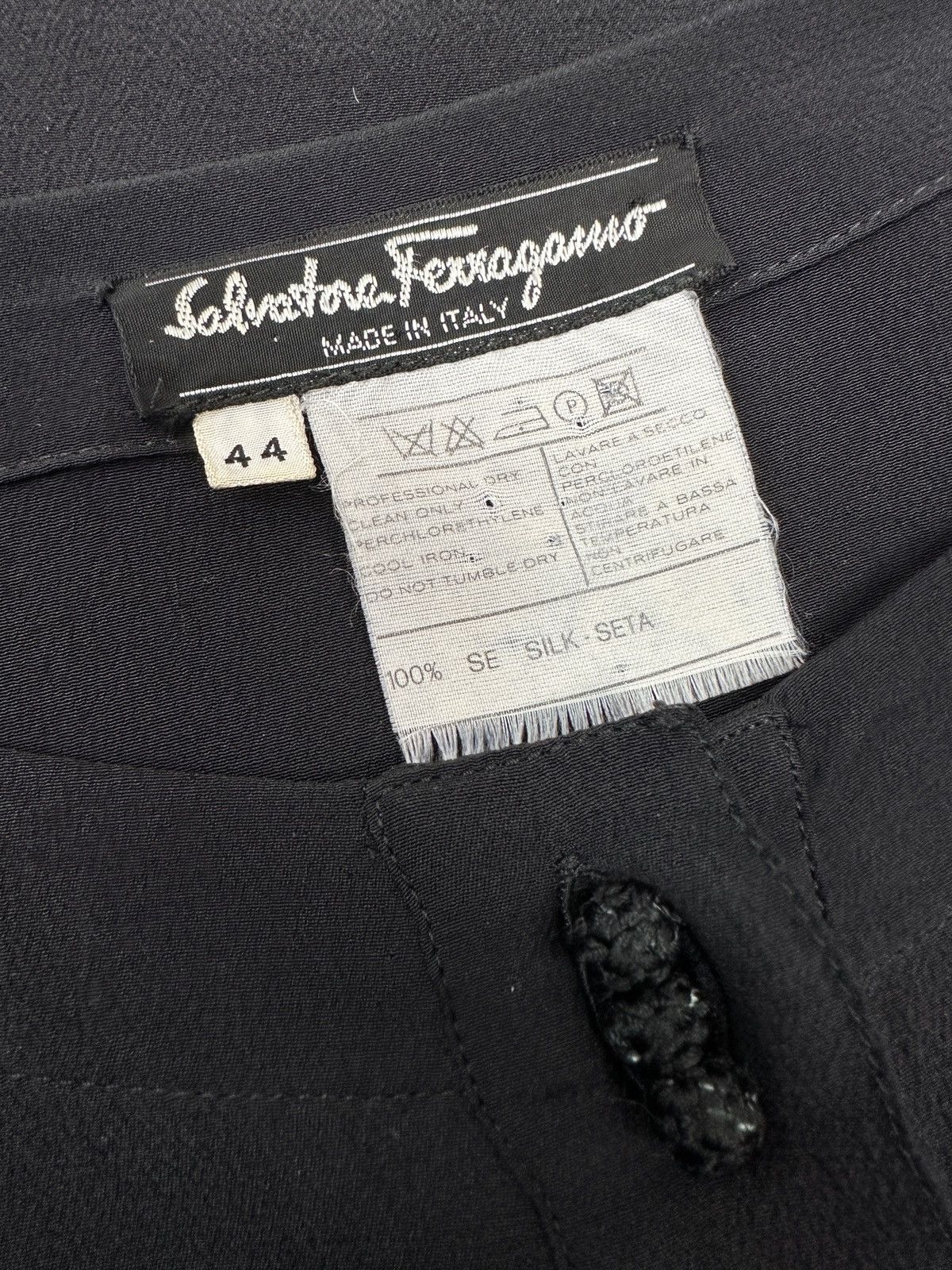 Salvatore Ferragamo SALVATORE FERRAGAMO 100% Silk Crepe Wrap Button Dress Black Size M / US 6-8 / IT 42-44 - 5 Thumbnail