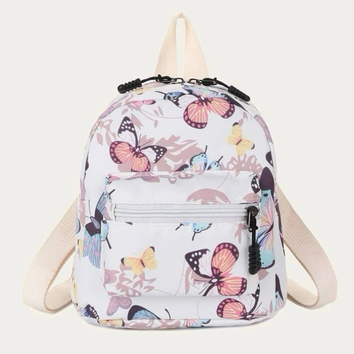 New Cute White Mini Fashion Backpack Colorful Butterfly Bag, Women's