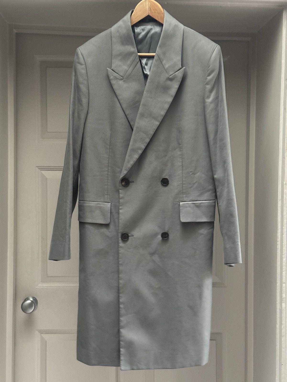 The Row The Row Mickey Double Breasted Cotton Coat Men's Grey Medium Size US M / EU 48-50 / 2 - 1 Thumbnail