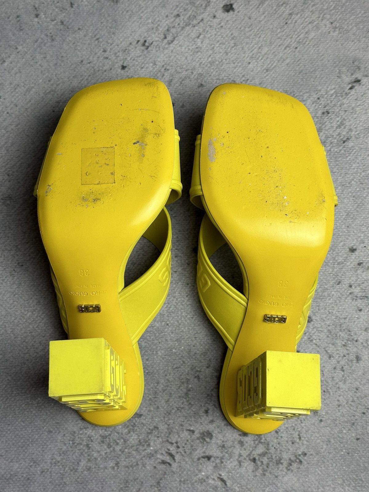 GCDS GCDS Leather Yellow Heels Sandals Luxury Size US 8 / IT 38 - 14 Thumbnail