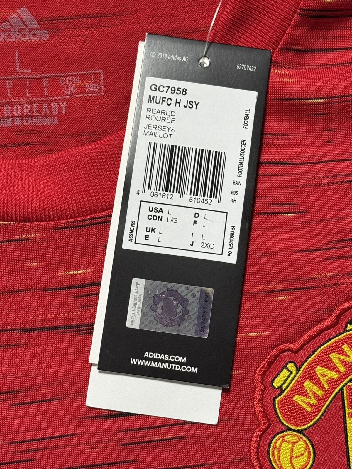 Adidas Adidas Manchester United 2020/21 Home Jersey NWT Jeff Willy Size US L / EU 52-54 / 3 - 6 Thumbnail
