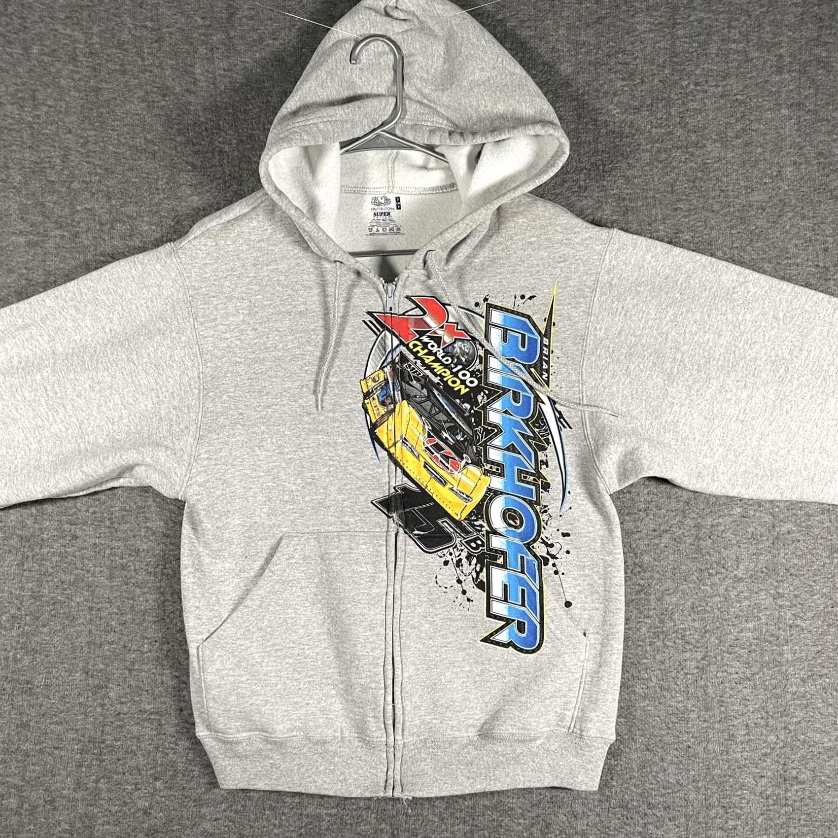 Fruit Of The Loom Fruit Of The Loom Hoodie Mens Small Gray Brian Birkhofer Racing Fleece Full Zip Size US S / EU 44-46 / 1 - 3 Thumbnail